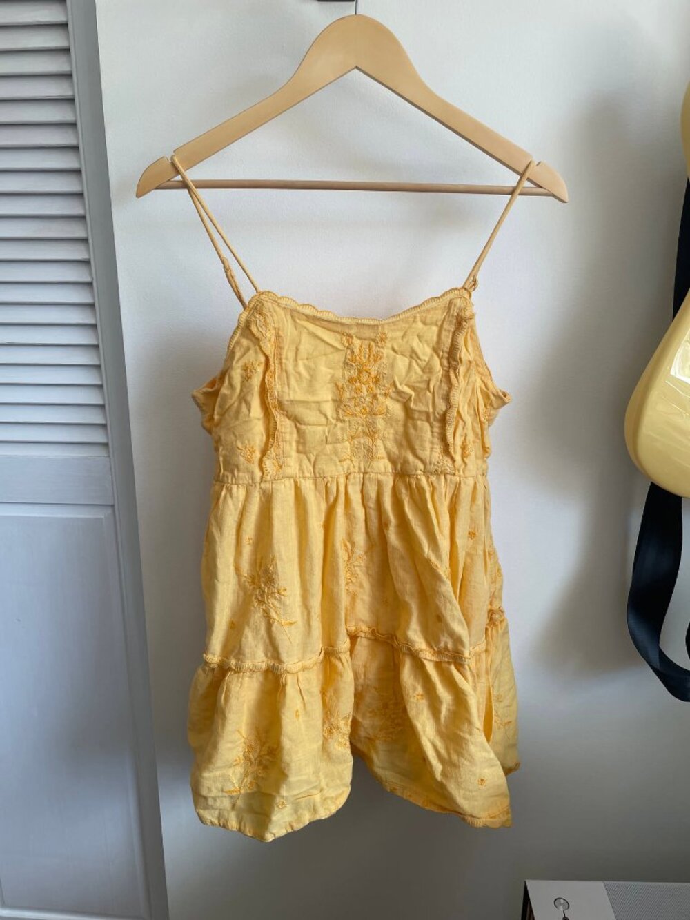 Urban Outfitters Yellow Embroidered Flowy Mini Dress/Long Top